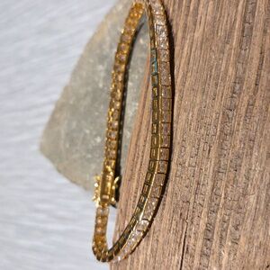 Tennis Bracelet Sterling Silver CZ Gold Electroplated.  NWOT